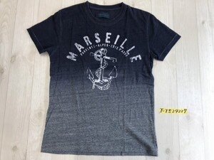 RAGEBLUE レイジブルー メンズ グラデーションカラー イカリプリント 半袖Tシャツ L 紺