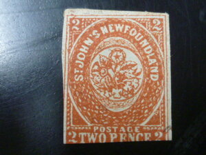 ＜参考品＞　20LH　S　NEWFONNDLAND(カナダ) 切手　1857-62年　SC#2A　2P　OH　※説明欄必読