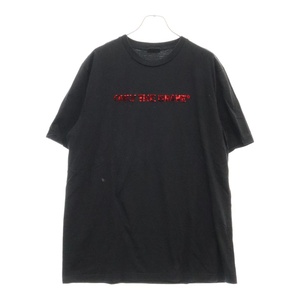 DIESEL ディーゼル ベロアプリント クルーネック 半袖カットソー Tシャツ ブラック