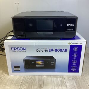 Y15141 EPSON エプソン インクジェットプリンター カラリオ EP-808AB コピー機 Wi-fi SD CD DVD 通電確認済 中古