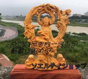 極上品◆観音菩薩 極上質 貴重供養品 仏教美術 崖柏木精密細工 観音菩薩像 大師彫刻