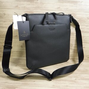 BB507 ランバン コレクション LANVIN 定価35200円 新品 レザーショルダーバッグ B5サイズ 牛革 ビジネスバッグ ダークグレー 279101