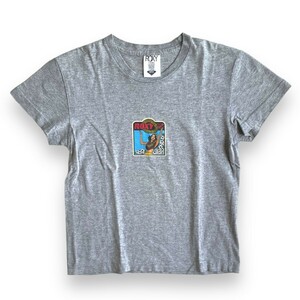 希少★アメリカ製★ROXY 半袖 コットン プリント Tシャツ Lサイズ レディース グレー GREY TEE VINTAGE ヴィンテージ 90