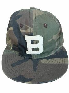 ●●vintage us製 EBBETS FIELD エベッツフィールド 迷彩ウッドランドカモ Bロゴ キャップ●●