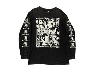 SKULLSKATES 袖プリント ロング Tシャツ カナダ製 スカルスケーツ santa cruz skull skates dogtown 90s ビンテージ OLD スケート