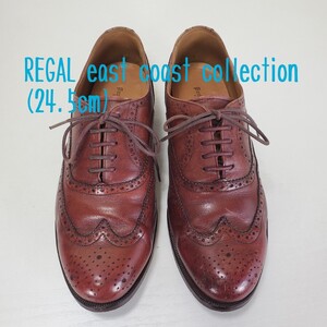 REGAL east coast collection リーガルイーストコーストコレクション ウィングチップ 本革レザーシューズ カジュアル ビジネス(24.5cm)茶