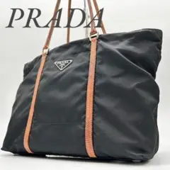 483 PRADA プラダ トートバッグ 三角ロゴ ナイロン レザー ブラック