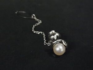 ■美品■ MIKIMOTO ミキモト 本真珠 アコヤ真珠 パール 約7mm SV925 ネクタイピン アクセサリー 紳士 メンズ シルバー系 DF4741