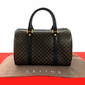 ほぼ未使用 CELINE セリーヌ ヴィンテージ マカダム ブラゾン 柄 レザー 本革 ミニ ボストンバッグ ハンドバッグ ブラック 36322