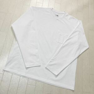 3940☆ THE NORTH FACE ザ・ノースフェイス トップス 長袖Tシャツ クルーネックTシャツ メンズ XL ホワイト 胸ポケットあり