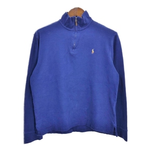 Polo by Ralph Lauren ポロ ラルフローレン ハーフジップ コットン ニット セーター ブルー (メンズ M) 中古 古着 S0421