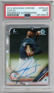 【PSA 9 MINT】2019 Bowman Chrome [LUIS GIL] 1st Bowman Prospect Auto(直筆サイン)Card NEW YORK YANKEES RC Rookie Of The Year候補