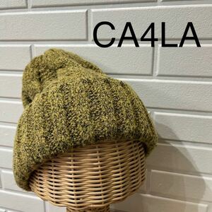 CA4LA カシラ ニット帽 帽子 キャップ KNIT CAP ウール混 WOOL ビーニー ワッチ ケーブル マスタード 玉mc2523