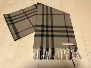 BURBERRY バーバリー マフラー カシミア100％　タグ付き未使用品 　カフェオレのような色　送料無料!!!　虫食い有！！