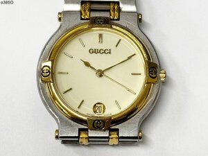 GUCCI 9000M グッチ クォーツ デイト SS×GP メンズ 腕時計 純正ベルト 稼働品 電池交換済 現状品 o385OI