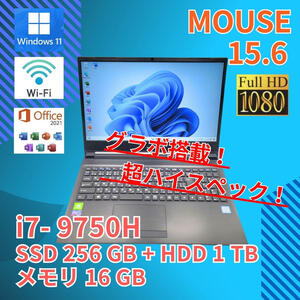 バッテリー◎ フルHD 15.6 マウス ノートPC Mbook K700 Core i7-9750H windows11 home 16GB SSD256GB HDD1TB カメラ オフィス (B148)