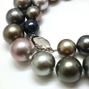 1円〜!!▼南洋黒蝶真珠ネックレス▼N 約83.8g 約44.0cm 約10.0-13.0mm珠 pearl パール jewelry necklace EA3/EA3S446