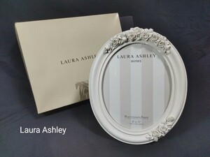 ★未使用 ローラアシュレイ オーバル ブランド フォトフレーム 写真立て 箱付き Laura Ashley 雑貨 クリア ホワイト レディース インテリア