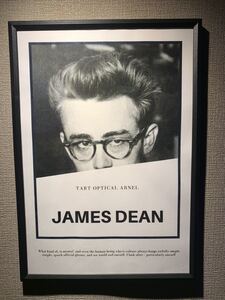 ジェームス ディーン JAMES DEAN タートアーネル arnel メガネ 50s A4 ポスター 額付き 送料込み ①