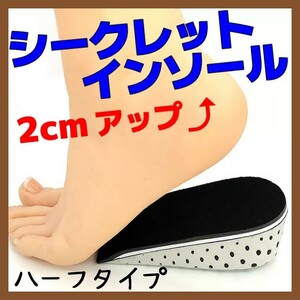 シークレット インソール 2cm ハーフ 中敷き 身長アップ 低反発 男女兼用