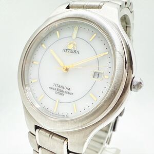 稼動品 CITIZEN シチズン ATTESA アテッサ エコドライブ A114-H08274 TITANIUM チタン ソーラー デイト ベルト純正 メンズ 腕時計 UKTC①