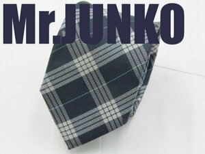 【ナロータイ特集】OB 318 ミスタージュンコ Mr.JUNKO ネクタイ ナローネクタイ 紺系 チェック柄 ジャガード