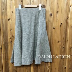 RALPH LAUREN＊ラルフローレン＊レディースM 膝丈スカート フレアスカート ウール100% 無地 カジュアル 古着