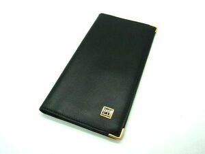 ■美品■ dunhill ダンヒル レザー 二つ折り 長財布 ウォレット 札入れ 紳士 ビジネス メンズ ブラック系 DG7119