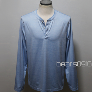 アメリカ購入 極美品 BROOKS BROTHERS RedFleece ブルックスブラザーズ 速乾機能性生地 ヘンリーネック ロングＴシャツ 杢SAX M