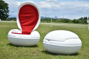 Qo063 Garden Egg Chair Peter Ghyczy Senftenberger Ei RED fabric ピーターギッジー ガーデン エッグチェア スペースエイジ 260サイズ