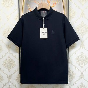 定番EU製＆定価2万◆UABONI*Paris*ポロシャツ*ユアボニ*パリ発◆高級 通気 刺繍 半袖 POLO トップス ゴルフ シンプル 通勤 メンズ 2XL/52