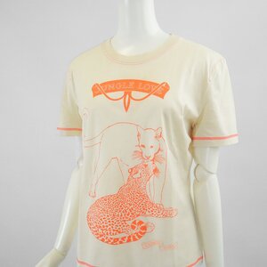 HERMES ◆ カレ Jungle Love 半袖 カットソー 40サイズ アイボリー オレンジ Tシャツ ストレッチ エルメス ◆MU15