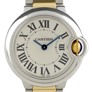 カルティエ CARTIER バロンブルー SM W69007Z3 腕時計 SS YG クォーツ シルバー レディース 【中古】