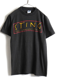 90s USA製 人気 黒 ★スティング ツアー プリント 半袖 Tシャツ ( メンズ M ) 古着 90年代 オールド STING オフィシャル ロックT バンドT