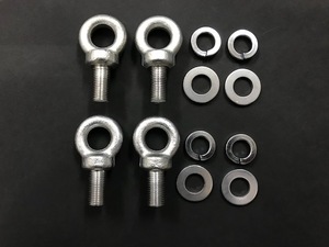 ハイエース200系 バン 荷室用 フック「アイボルト 4本セット」 7/16RH-20UNF 首下22mm スプリング＆平ワッシャー付き