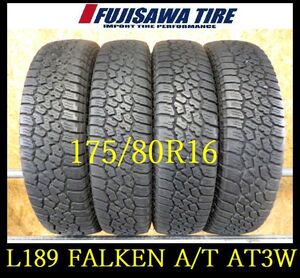 【L189】K1111144 送料無料◆2021年製造 約8部山 ◆FALKEN WOLDPEAK A/T AT3W◆175/80R16◆4本