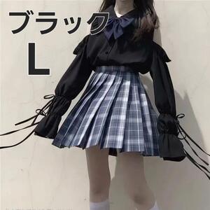 【新品】 地雷系 制服 オフショルダー ブラウス ロリータ 可愛い ブラック L