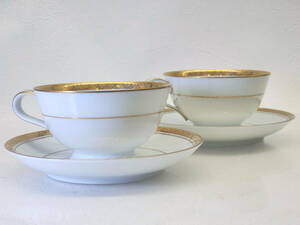 0068 H　R60223　Noritake ノリタケ　RICHMOND リッチモンド　6124　カップ&ソーサー　金彩　ペア　2客セット