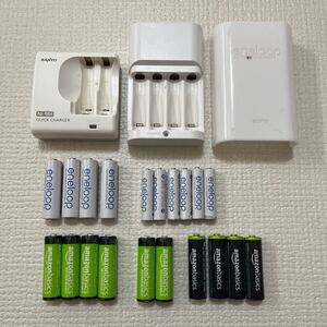 中古 充電式 ニッケル水素電池 単3/単4 20本 充電器 セットPanasonic SANYO eneloop エネループ Amazon basic 動作未確認 充電池