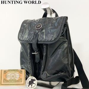 1円 HUNTING WORLD ハンティングワールド リュックサック バッグパック 黒 ブラック ロゴ ナイロン メンズ レディース ビジネス 男女兼用