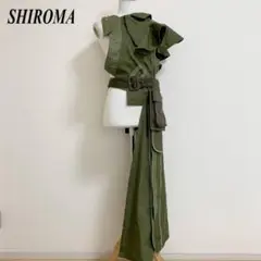 シロマ 変形コート フリーサイズ 日本製 個性派 アシンメトリー グリーン □