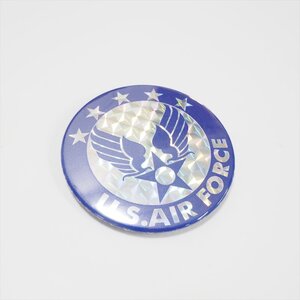 缶バッジ 缶バッチ 54mm アメリカ空軍 ブルー ホログラム U.S.AIR FORCE American USA 雑貨 アメリカン 米軍 雑貨