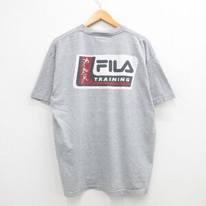 XL/古着 フィラ FILA 半袖 ビンテージ Tシャツ メンズ 00s ビッグロゴ 大きいサイズ クルーネック グレー 霜降り 24mar26 中