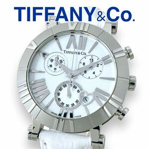 ティファニー アトラス Z1301 クオーツ ホワイト レザー レディース TIFFANY&Co. クロノグラフ デイト クオーツ ブランド 腕時計 稼働