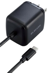 ◎0611u0934　エレコム 充電器 Type-C 65W USB PD対応 USB-C ケーブル一体型 2m 折りたたみ式プラグ PSE認証 ブラック EC-AC8665BK