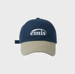 【雷市場（ポンジャン）商品韓国直送】 emis(エミス) ロゴ ミックス ベージュネイビー ボールキャップ 帽子