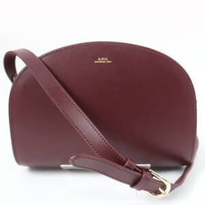 極美品☆A.P.C. アーペーセー Mini Demi-Lune bag ハーフムーンバッグ 半月型 レザーショルダーバッグ ボルドー 保存袋付き レディース