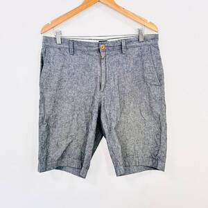 f1080ii　J.Crew(ジェイクルー）　サイズ33W（L位）　ハーフパンツ　ボタン留め　ジップ　ポケット　グレー　メンズ　コットン100％