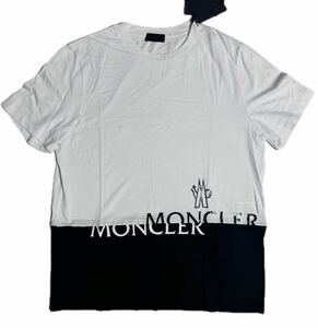 新品 未使用 モンクレール メンズ 半袖 Tシャツ S〜Mサイズ MONCLER 829H8 ホワイト Tシャツ ロゴ 半袖 トップス カットソー クルーネック