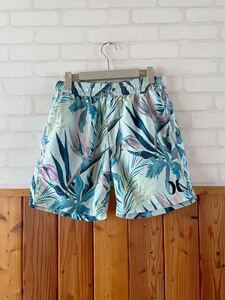 Hurley メンズ 水着 ハーフパンツ Mサイズ 水色系 ボタニカル サーフ パンツ ハーレー スイムウェア ボードショーツ Swimwear A